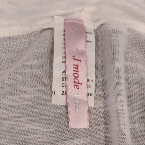 J MODE Draped Blouse Short Sleeve Crossover Semi Sheer Shawl Collar Plus Size - Picture 9 of 11